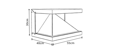 Schéma de dimensions de l'Azur 22, hologramme à 3 faces